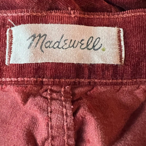 Madewell 10" High-Rise Skinny Cords Corduroy Pants Women's Size 26T Rust Orange - Picture 7 of 9